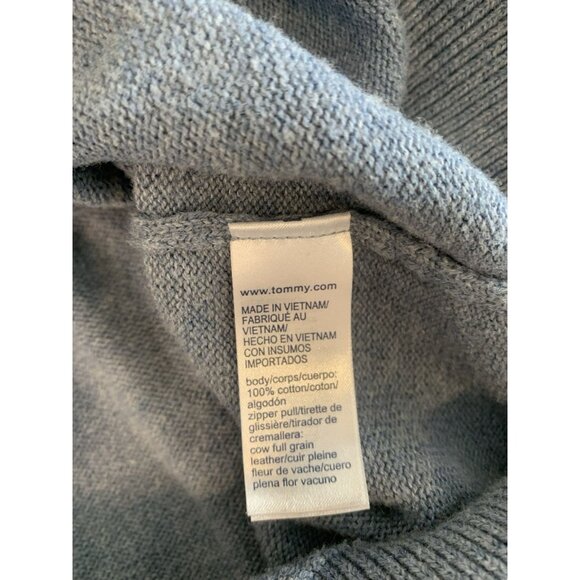 Tommy Hilfiger Sweater Men’s Large Blue Quarter-Zip Long-Sleeve Mock Neck Preppy - Picture 7 of 9